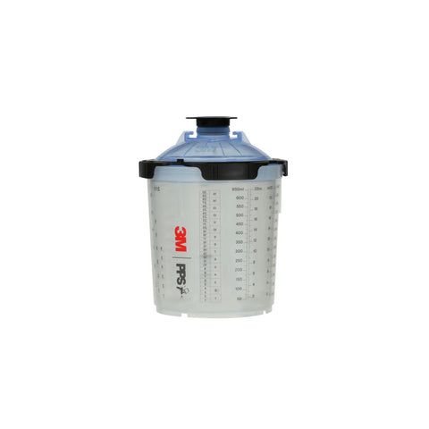 All-In-One PPS 2.0 Spray Cup System Kit With 22 Ounce Reusable Paint Cup showing measurement markings and black lid