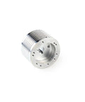 No Sweat Marine Steering Wheel Hub Adapter Fits 5 Or 6 Bolt Aftermarket Wheels Slick Polished Billet Aluminum, side view.