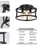 Dope Black Farmhouse 3 Light Ceiling Light Fixture Semi Flush Mount For Kitchen Island Bedroom Living Room Entryway Metal