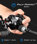 Person holding MegaJaws Baitcasting Reel With AutoMag Dual Braking System For Long, Stable Casts And Smooth Retrieval 7.2 To 1 Gear Ratio Right Handed Fishing Reel New Compact Blacktip Design
