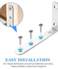 Installation of Heavy Duty L Shaped Shelf Brackets For Wood Shelves Stainless Steel 10 Pack with screws and pre-drilled holes
