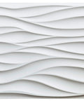 Wavy White PVC Wall Panels Pack Of 12, 19.7x19.7 Inches, Lightweight And Fire Resistant, wavy textured design
