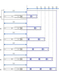 Diagram showing measurements for 16 Inch Push To Open Drawer Slides Side Mount Ball Bearing Rails With Full Extension Cabinet Drawer Runners 100lb
