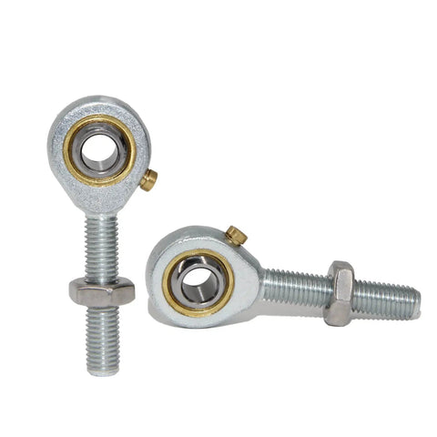 Rod End Bearings With Quarter Inch Bore And Quarter Twenty Eight Right Hand Thread, Jam Nuts Included, Pre Lubricated Spherical Ball Joint, Pack Of Four For Precise Linkage, CNC Applications, Handles Up To 13 Degree Misalignment, Steel Body, two steel rod ends