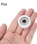 Eight Pieces Nylon Roller Bearings 8x30x10mm Double Shielded ABEC 1 Tolerance Ball Bearing Guide Flat Pulley Wheel For Furniture And Hardware Accessories Low Noise White, 8 pcs shown in hand