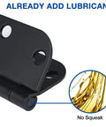 Close-up of Six Pack Three Inch Matte Black Interior Door Hinges With Rounded Edges Five Eighth Inch Radius, lubricated for smooth operation