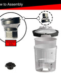 SOEOSSUM S2c spray gun adapter, 16 mm female, silver alloy, shown with clear paint cup and lid