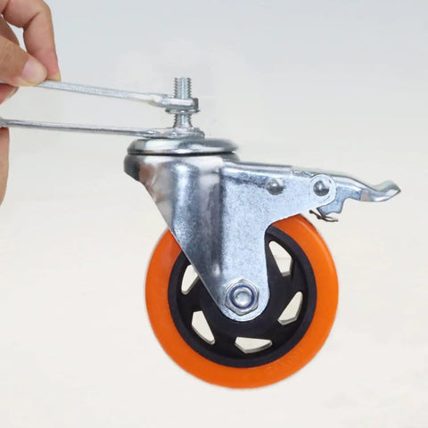 Heavy Duty Four Inch Orange Stem Caster Wheels M10 Thread Dual Locking Swivel For Workbench Dolly Furniture Rolls Slick Without A Sound With Zero Floor Scuffs Pack Of 4 Heavy Hitter Casters