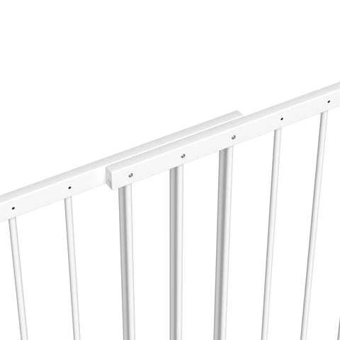 Adjustable Wide Window Guard For Kids, durable white metal window bar for fall prevention, top view of two-panel design