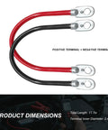 Hella Sturdy Twin Pack 4 Gauge Battery Cable 18 Inch Pure Copper Power Inverter Wire with ring terminals, red and black color.