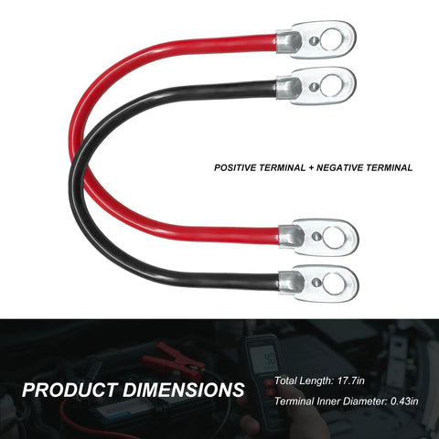Hella Sturdy Twin Pack 4 Gauge Battery Cable 18 Inch Pure Copper Power Inverter Wire with ring terminals, red and black color.