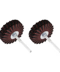 Two Pack Aluminum Oxide Flap Wheel Set, 3.2 Inch Diameter, One Quarter Inch Shank, 80 Grit Sanding Wheel, Red Finish