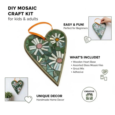 DIY Mosaic Kit For Grownups With Feather Bird Cat And Heart Designs Christmas Gift Arts And Crafts Fun Set With Grout And Tools