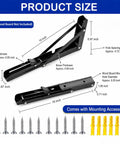 Slick Two Pack 16 Inch Black Folding Shelf Brackets Rock Solid Space Saving Wall Mount With All Screws And Anchors For No Sweat Install detailed size diagram.