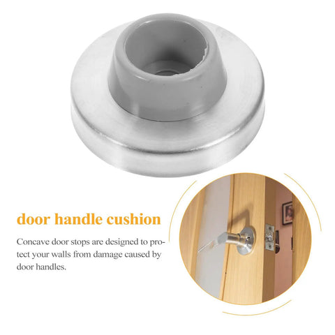Beefy Heavy Duty Wall Door Stoppers 3 Pack Stainless Steel with Silver Rubber Cushion Concave Door Bumpers for Wall Protection