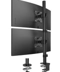 Vertical Dual Monitor Mount For Two 17 To 32 Inch Screens With Height Adjustable Arms And C Clamp Ergonomic Desk Mount Holds Up To 17.6 Lbs Per Screen Stackable Setup For Maximized Comfort And Productivity.