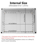 IP67 Waterproof Junction Box Outdoor Enclosure with interior dimensions and visible durable ABS plastic, gray finish.