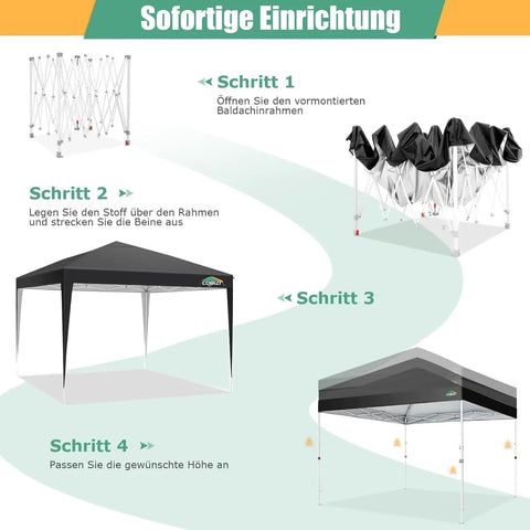 Step-by-step setup of 10x10 Pop Up Canopy Tent With No Fuss Setup And Instant Shade Waterproof Outdoor Shelter