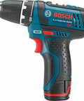 Side view of 12V Max Drill Driver Kit with Two Batteries and Charger, Three-Eighths Inch Chuck, Variable Speed mode.