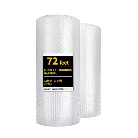 2 Pack Bubble Cushioning Wrap 12 Inch By 72 Foot Perforated Every 12 Inches For Packing, Moving And Shipping, Perfect For Filling Empty Spaces In Boxes