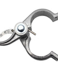 Durable Chain Link Gate Closer With Spring Loaded For 1.38 Inch Gate Frame And 2.38 Inch Post, front view of metal device