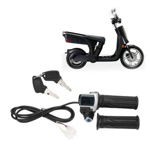Twist Throttle Grips For Electric Bikes And Motor Scooters With LED Power Indicator And Lock Key Set 48V Compatible ABS Durable Handle Grips Replacement Upgrade For Daily Riding