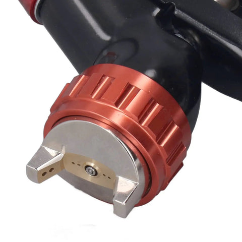 Aluminum Alloy Body Air Paint Sprayer With Stainless Steel Head Adjustable Amplitude Pro Grade Car Spray Gun close-up nozzle