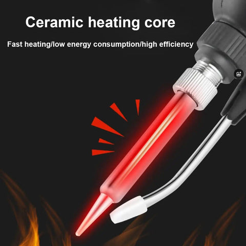 Close-up of ceramic heating core in 80W All In One Soldering Iron And Soldering Gun Kit With Ceramic Heater 10 In 1 Auto Soldering Set.