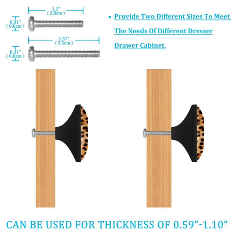 Installation diagram of Rectangular Black Drawer Pulls With Screws For Cabinets Bookcase Drawers And Dressers Leopard Print ABS Glass