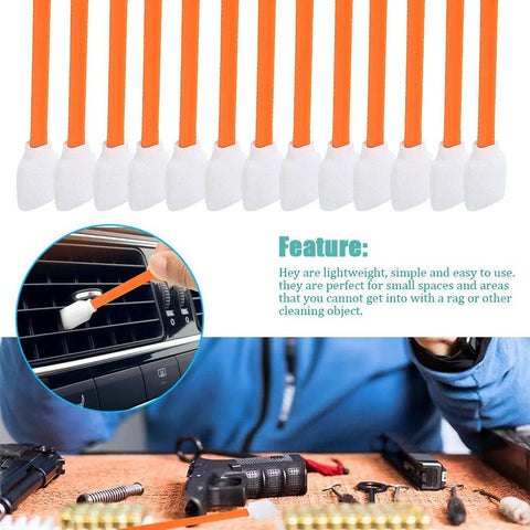 Foam cleaning swabs, 5.11-inch, orange handles with white foam tips, 50 pcs for electronics and cameras