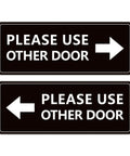 2 Pack Please Use Other Door Sign With Left Right Arrow Self Adhesive Weatherproof Vinyl Entrance Sticker For Home Office School Store Restaurant Indoor Outdoor Use Matte Finish, 9.1x3.5 in