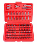 Slick Security Fastener Bit Set With Tamperproof Torx Hex Drivers And Magnetic Socket Holders Tight Tool Kit in red case, 2-pack.