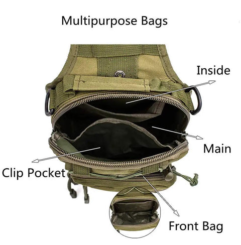 Go-To Tactical Sling Pack With Three Carry Styles Shoulder Bag Chest Sling And Hand Carry Outdoor Daypack pocket details