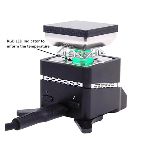 Pocketable Mini Soldering Hot Plate And SMD Preheater Detachable Controller with RGB LED Indicator, showing power connections