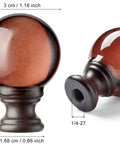 Dope Crystal Ball Lamp Finials With Bronze Finish Base, Tawny Glass, 2 Inch Tall, Threaded 1/4-27, front and side view