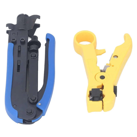 Pro Grade Coaxial Cable Crimp And Strip Kit With 10 RG6 F Connectors And Adjustable F Head for RG6 RG59 RG11