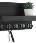 Wall Mounted Key Holder With Shelf And Large Hooks For Keys Bags Coats Umbrellas And Mail Paulownia Wood Entryway Organizer