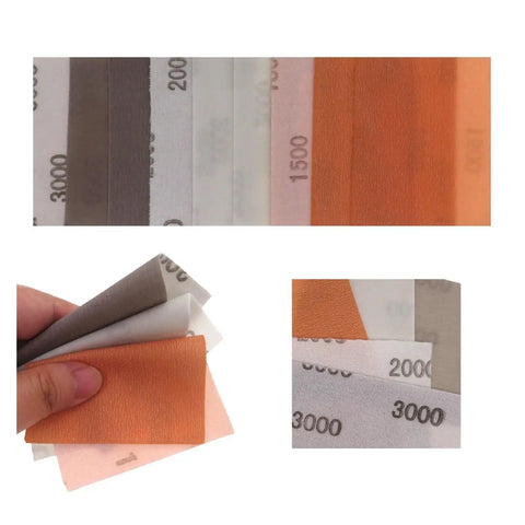 Super Fine 1200 Grit Hook Loop Sanding Discs With Dust Vent And Grip Backing For Wet Dry Polishing Sanding Papers, showing various grit sheets.