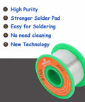Lead Free Electronics Soldering Wire 1.2mm 50g Rosin Flux Core Sn99 Ag0.3 Cu0.7 No Clean Solder For Tiny Components Connectors And Wires Easy Work Strong Joints No Fuss Great For Precision Electronics spool with product features.