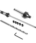 Pen Mandrel Kit For MT1 Taper Woodturning Lathes With Five Bushes, 7mm Drill Bit And Mandrel Saver components on display