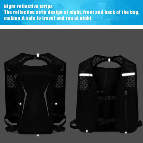 Back and front view of Lightweight Running Hydration Pack With Built In Water Reservoir Breathable Back Panel And Slim Hydration Vest