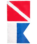 Safety Diver Down Flags 2 Pack Polyester 420D Flags With International Signal Alpha Flag 20x24 Inches for visibility