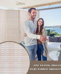 Bamboo Room Divider Folding Privacy Screen, 4 Panel, 72 Inches High, showing tight weaving and natural wood finish in a living area.