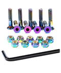 Nine Piece Skateboard Hardware Set With Colorful Bolts And Nuts Plus Free Hex Key Durable Longboard Deck Mounting Screws