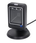 Hands Free 2D Barcode Scanner Omnidirectional Reader with USB Plug and Play for Retail and Libraries, durable ABS housing.