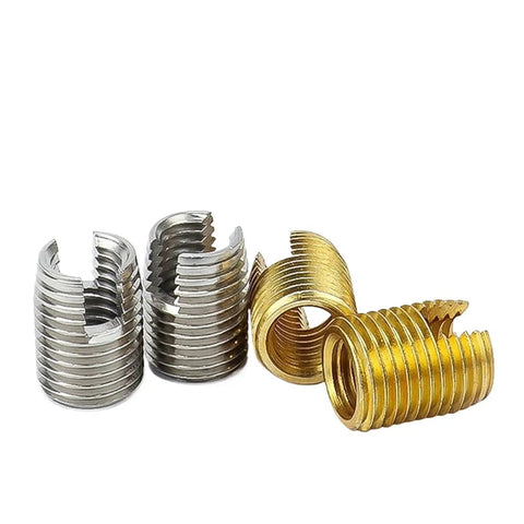 Heavy Duty Self Tapping Thread Inserts For Damaged Screw Holes, M2 To M20 Size Slotted Bushings In Carbon Steel.