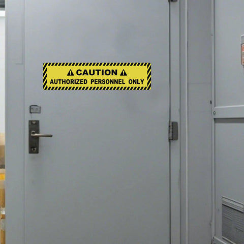 Installed Five Pack Authorized Personnel Only Floor Stickers 24 By 6 Inches Caution Sign Self Adhesive Vinyl Waterproof
