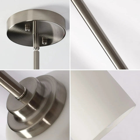 Close-up details of 2 Pack Mini Pendant Lights For Kitchen Island Adjustable Height Indoor Modern Pendant Lighting Brushed Nickel