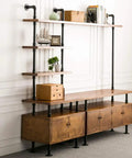 Industrial shelf with Three Quarter Inch Black Malleable Iron Pipe Fittings Flange Tees And Elbow Set for DIY decor