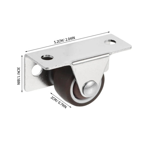 No Sweat Silent TPR Drawer Casters 4 Piece Heavy Duty Fixed Rolling Wheels For Office Cart And Cabinet Smooth Ride Replacement Hardware Flat Plate Mount Brackets, 5.2cm metal bracket with TPR wheel.